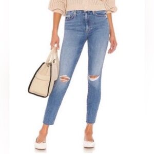 MOTHER The Looker Ankle Fray Skinny Jeans in Not Cut & Pasted Size 32